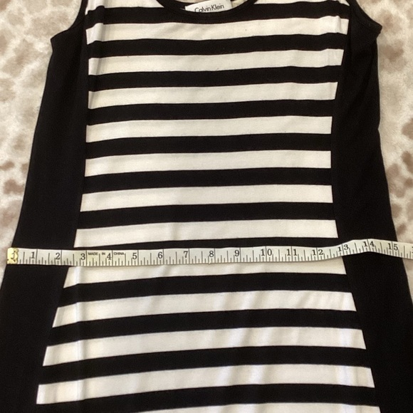 Calvin Klein Black and White Striped Stretch Jersey Maxi Dress, Size 4 - Picture 10 of 13